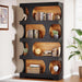 71" Tall Black Bookcase, Modern Asymmetrical Bookshelf, 4-Tier Freestanding Display Shelf with Classic Shape, Large Library Book Shelf for Living Room, Home Office