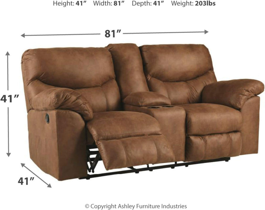 Brown Faux Leather Recliner Loveseat