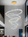 Modern Gold Ring Chandelier for High Ceiling Foyer,Large Crystal Chandelier for Staircase Villa D8''+15.7"+23.6"+31.5"+39.4"