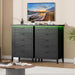 5 Drawer Dresser for Bedroom with Charging Station and LED Lights, Farmhouse 44.9" Tall Chest of Dresser with Large Storage, Rubst Wood Construction for Living Room, Hallway & Entryway, Black