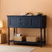 Console Table with 2 Drawers, Retro Entryway Table with 2 Door Cabinets and Open Storage Shelf, Narrow Long behind Couch Sofa Table for Living Room, Foyer, Hallway, Blue
