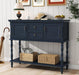 Console Table with 2 Drawers, Retro Entryway Table with 2 Door Cabinets and Open Storage Shelf, Narrow Long behind Couch Sofa Table for Living Room, Foyer, Hallway, Blue