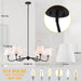 35.82In Black Modern Farmhouse Chandelier with Shades, 6-Light Large Chandelier for Living Room, Dining Room Pendant Light Fixture, Adjustable Traditional Chandelier for Kitchen Bedroom Entryway Foyer