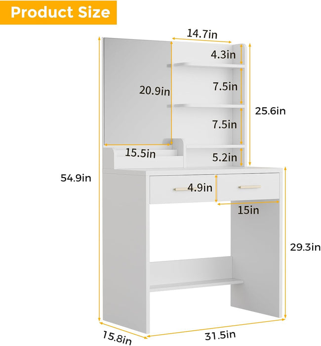 Vanity Desk With Oversized Mirror And Illumination