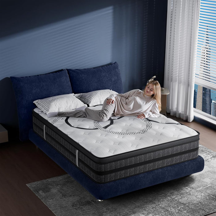 Queen Mattress 12 Inch Hybrid Queen Size Mattress in a Box Medium Firm New Version Memory Foam & Pocketed Springs Pressure Relief Certipur-Us Certified Motion Isolation 365-Night Trial