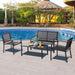 4 Pieces Patio Furniture Sets,Outdoor Patio Conversation Sets with Glass Coffee Table, Small Porch Balcony Furniture, Patio Table and Chairs Set for Garden, Backyard (Black)