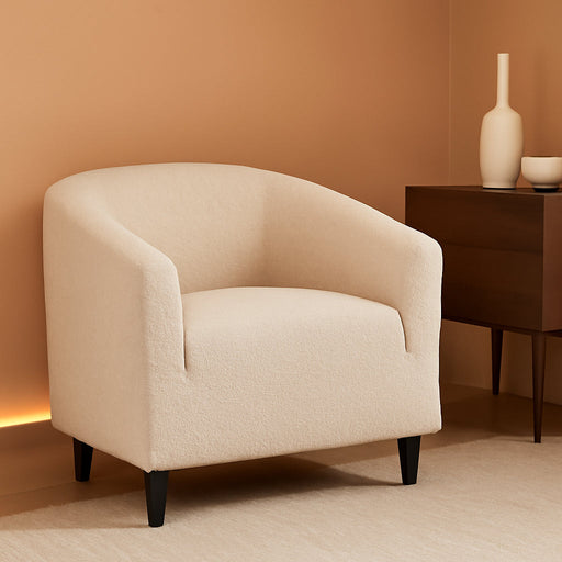 Modern Barrel Accent Chair, Furry Cozy Reading Arm Chair for Adults, Soft Comfy Upholstered Sofa Armchair for Corner, Living Room, Bedroom, Reception Room, Grey