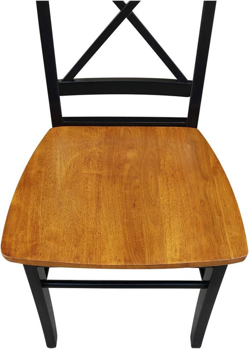 International Concepts X- Back Chair with Solid Wood Seat, Black/Cherry