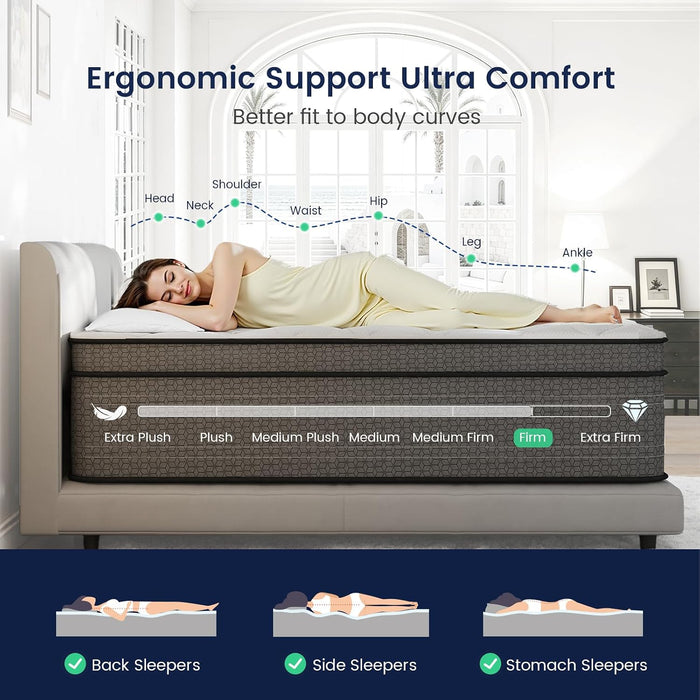 Hotel Level Firm King Size Mattress 12 Inch, Certipur-Us Mattress in a Box