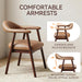Leather Dining Chair with Armrest Set of 4, Upholstered Dining Room Chair with Curved Back and Wood Legs, Mid Century Modern Kitchen Chairs for Kitchen Dining Room,Brown