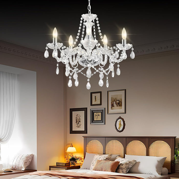 Farmhouse 5 Light K9 Crystal Chandelier PendantLightFixture