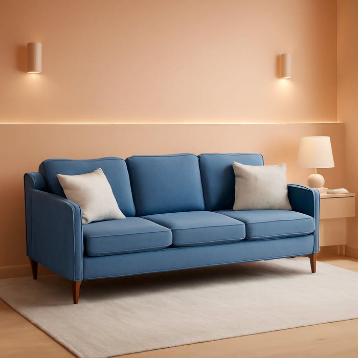 80 Inches Brilliant SkyBlue Chenille Sofa Reinforced