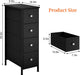 Narrow Storage Cabinet, Small Dresser with 4 Drawers, Slim Fabric Dresser Storage for Small Spaces, Black Dresser Nightstand Side Table for Bedroom, Bathroom, Laundry, Closet, Dorm