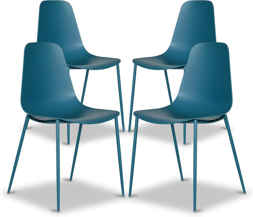 Isla Modern Kitchen Chairs Set of 4 - Plastic Dining Chair with Metal Legs - Quick Assembly Simple Cafe Chairs Plastic for Indoor or Outdoor - Ocean Teal