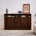 Wooden Sideboard Buffet Cabinet with Open Storage & Adjustable Shelves,Farmhouse Narrow Entryway Cabinet with Socket Hole & Anti‑Tip Kit,Slim Accent Cabinet for Small Spaces (Walnut 31.7")