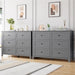Grey 6 Drawer Dresser for Bedroom, Simply Modern Chest of Drawers, Wood Storage Double Dresser with Deep Drawers for Living Room, Hallway Entryway