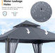 Outdoor Patio Gazebo 11X11 - Double Roof Canopy with Mosquito Netting for Backyard, Deck, Garden, Lawn, Dark Gray