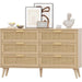 Rattan Double Dresser with 6 Drawers