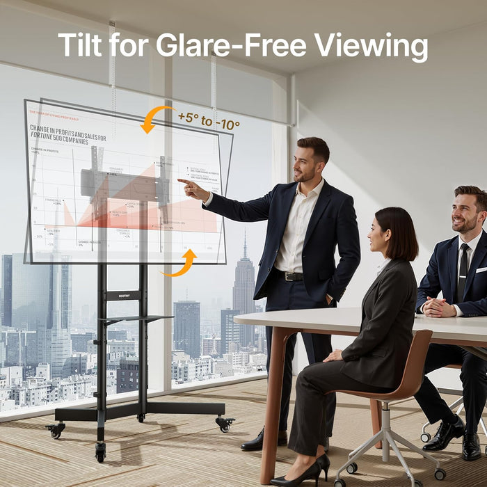 Upgraded Rolling TV Stand for 32-86 Inch Tvs up to 200 Lbs, Heavy Duty Mobile TV Cart with Laptop Shelf, Height Adjustable Portable TV Stand with Lockable Wheels, Max VESA 600X400Mm, HW1285BK