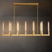 Glass Tube Chandelier Gold Rectangular Dining Pendant