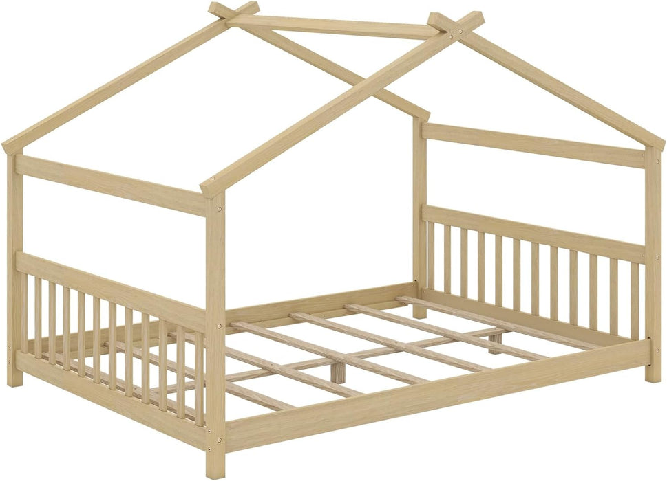 Full Size Premium Solidwood House Bedframe Rooftop