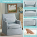 Light Blue Upholstered Handcrafted Midcentury Armchair 28In