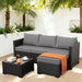 Wicker Patio Furniture Patio Couch 3 Pieces Outdoor Sectional with Ottoman and Outdoor Glass Table Weathering Anti-Slip Cushions Furniture Covers, Light Grey