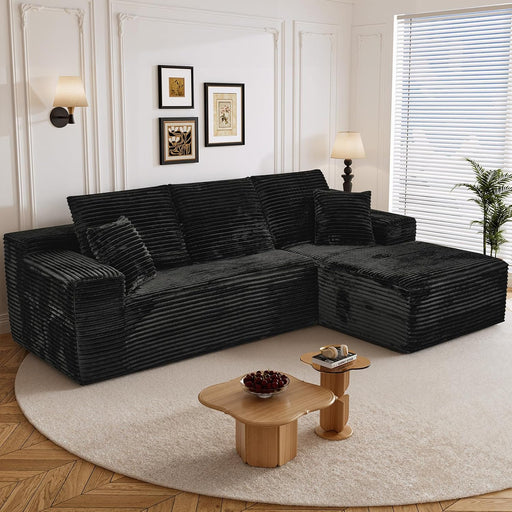 108Inch Corduroy Left Facing Sectional Sofa Charcoal