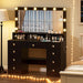 Vanity Desk with Large Mirror and Lights, Makeup Vanity with Power Outlet, 9 Drawers & Shelf Storage, Black Vanity with 3 Lighting Modes, Dressing Vanity Table for Women, Girls, Bedroom