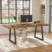 63" Industrial Executive Desk, Solid Wood Computer Laptop Desk with Strong Metal Legs, Study Writing Table Business Workstation for Home Office, Small Conference Table