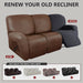 Recliner Sofa Covers - Leather like Recliner Sofa 3 Seater Recliner Couch Covers for 3 Cushion Couch 8 Pieces Washable Stretch Reclining Sofa Slipcovers (Brown)