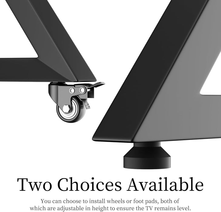 Mobile TV Floor Stand with Wheels Shelves for 65 to 100 Inch Large LCD/LED Flat Curved Screen up to 220Lbs, Adjustable Heights TV Mount Stands VESA 800X600Mm, Rolling TV Stand for Bedroom Office