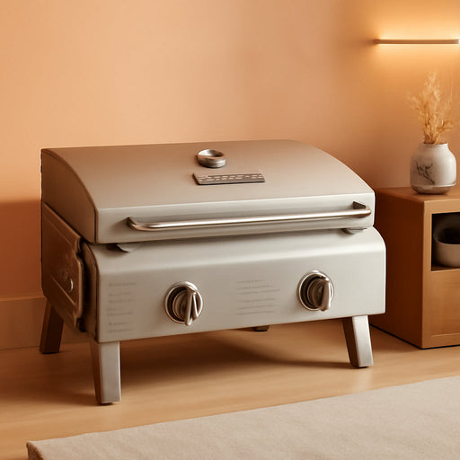 Chef'S Style Tabletop Portable Propane Grill, 20,000 BTU Stainless Steel 2-Burner Outdoor Gas Grill for Camping, Tailgates, BBQ, Hassle-Free Setup, Twist-Start Ignition, CGG-306