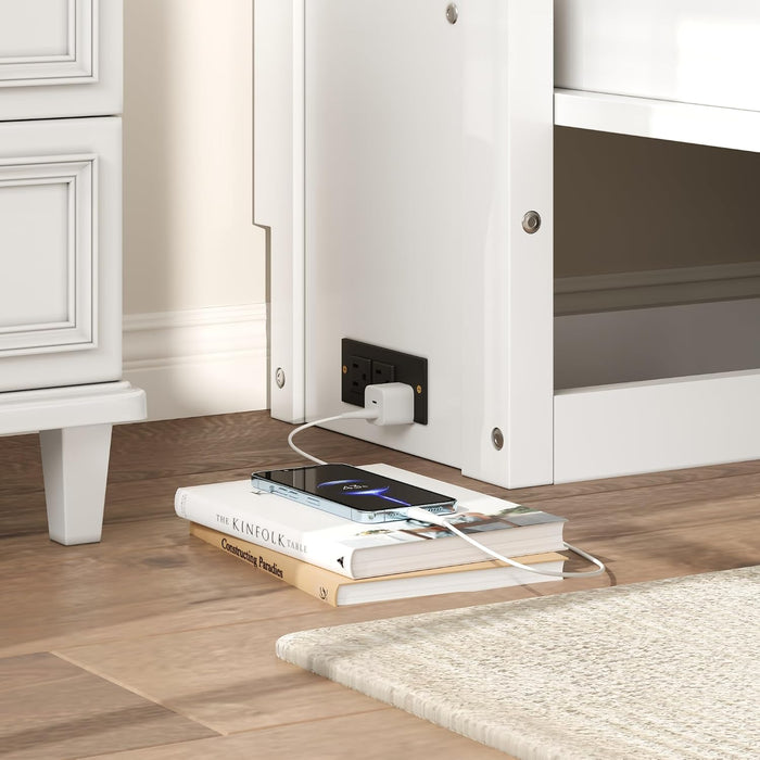 Twin Murphy Bed With MultiCompartmental Storage White