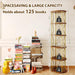 5 Tier Rotating Bookshelf Tower, Revolving Bookcase, 360° round Spinning Book Shelf, Narrow Swivel Bookshelves Vertical Turning Corner Bookshelf Organizer for Bedroom, Living Room, Gold & Brown