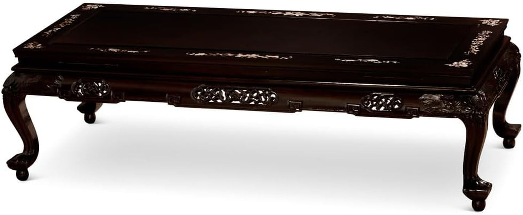 Dark Cherry Rosewood Mother of Pearl Motif Oriental Living Room Set (8Pcs) - with Free inside Delivery