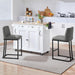 Counter Height Bar Stools 24'' Bar Stools Set of 2 Leather Bar Chairs Modern Upholstered Barstools with Back for Kitchen Counter Gray