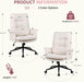 Home Office Desk Chair Comfy with Teddy Velvet Upholstered Seat,Cream