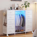 55"W Dresser with Hanging Rack,10 Fabric Drawers & Hooks for Bedroom