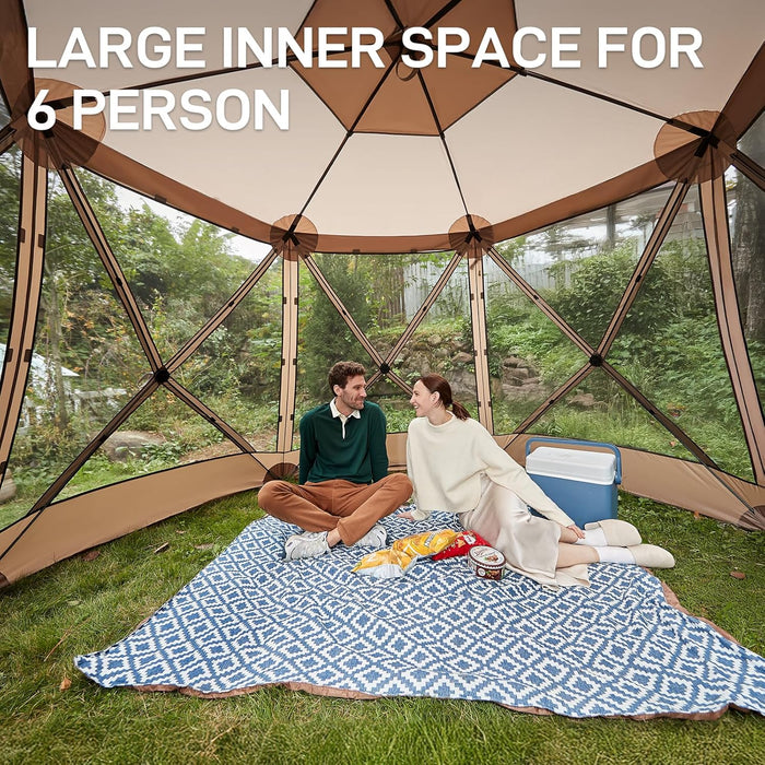 Pop up Screen House Tent for Camping 11.5 X 9.8 Ft, Instant Screened Gazebo Canopy with Netting, Portable Shelter Enclosure for Outdoor, Backyard, Khaki