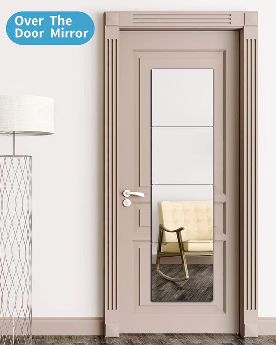 Shatterproof Kids Wall Mirror Tiles, 4Pcs 10"X10" Self Adhesive Acrylic Mirror, Unbreakable Plastic Mirrors for Toddler, Frameless Small Mirrors, Plexiglass Long Mirrior for Classroom,Children'S Room