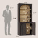 72" Tall Arched Storage Cabinet with Hutch, Bookcase with Open Shelves