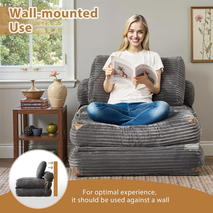 75Inch Grey Foldable Convertible Sofa Bed SleeperCouch