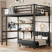 Twin Loft Bed IndustrialFrame WithDeskAndStorage Mattress