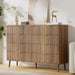 Fluted 9 Drawer Dresser for Bedroom, 55" Wide Modern Chest of Drawers with Curved Profile Design and Metal Handles, Wood Dresser TV Stand & Storage Organizer for Bedroom, Hallway, Walnut