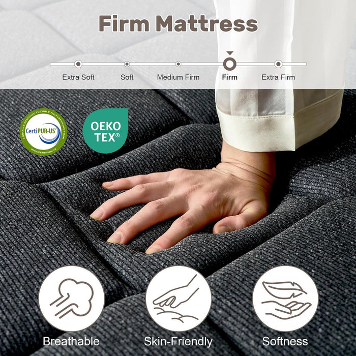 Queen Mattress 12 Inch, Firm Hybrid Memory Foam Mattress in a Box with Individual Pocket Springs, Pressure Relief, Motion Isolation, Fiberglass Free, Certipur-Us Certified 80"X 60"(Gray)
