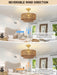 Boho Caged Fandelier with Lights Flush Mount Rattan Ceiling Fan