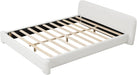 King Size Thick Bouce Fabric Upholstered Platform Bed with Curved Shaped Headboard, Wood Bed Frame for Kids Teens Adults, White