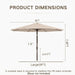 9FT Outdoor Patio Umbrella with Solar Lights, Market Table Umbrella with Push Button Tilt & Crank, 8 Sturdy Ribs, 32 LED Lights, UV Protection for Garden Lawn Deck Backyard Pool (Beige)