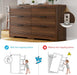 Fluted 6 Drawer Wood Dresser,Farmhouse Chest for Bedroom Entryway,Walnut